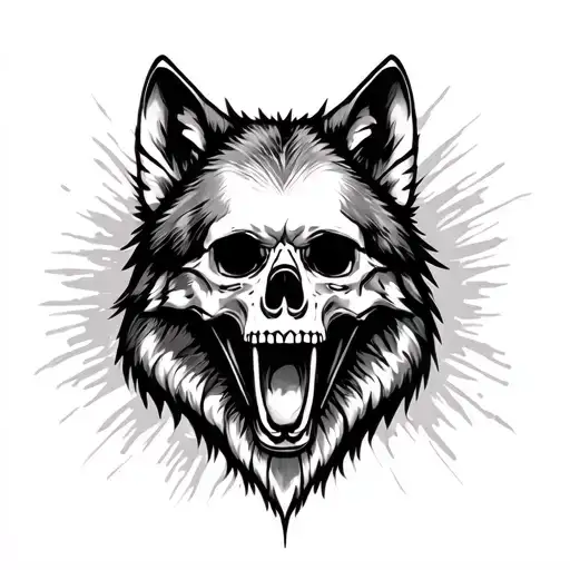 Skull And Wolf Face
