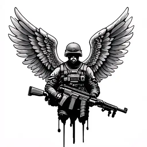 Modern Warfighter With Angel Wings