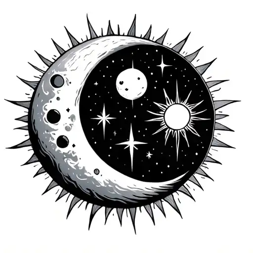 Rising Sun And Moon Surrounded