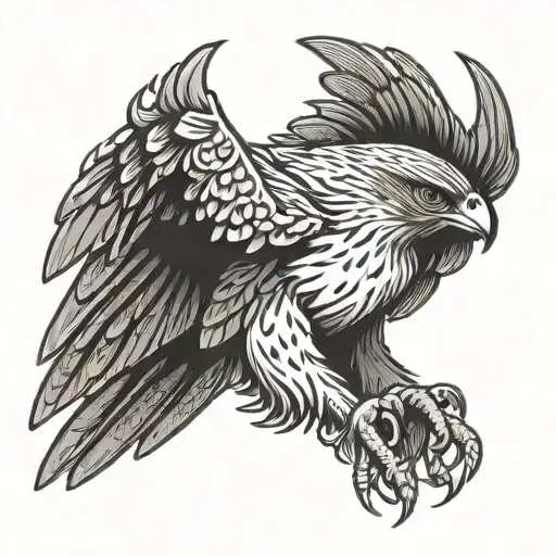 Falcon In Space With Wings Spread In Fantasy Style