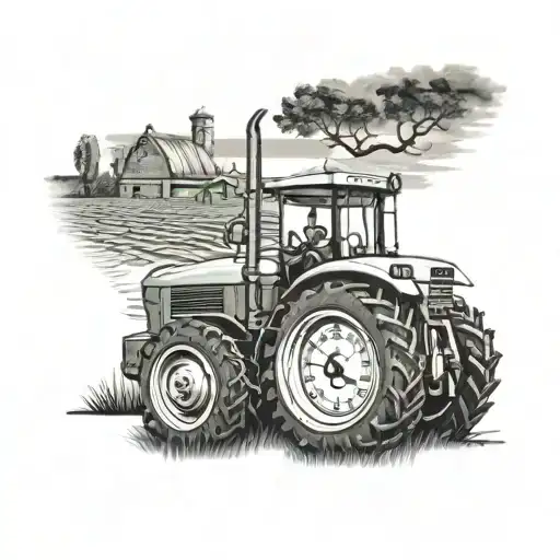 Punjab Map Tractor In Field And Time Clock