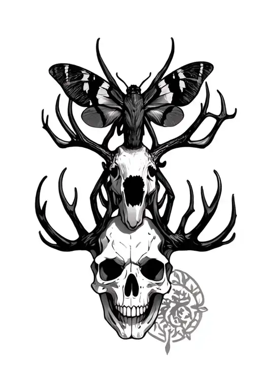 Deer Skull And Death Moth