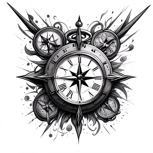 Clock And Compass Surrounded