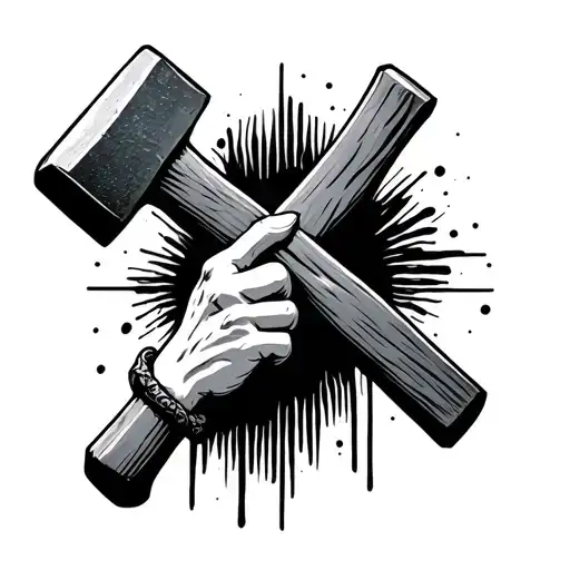 Hammer Cross For Loss Of Father Holding Hands