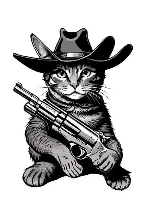 Cowboy Cat With Revolver