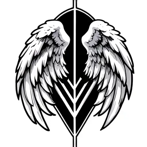 Under The Knee Cap Angel Wings With A V In The Middle