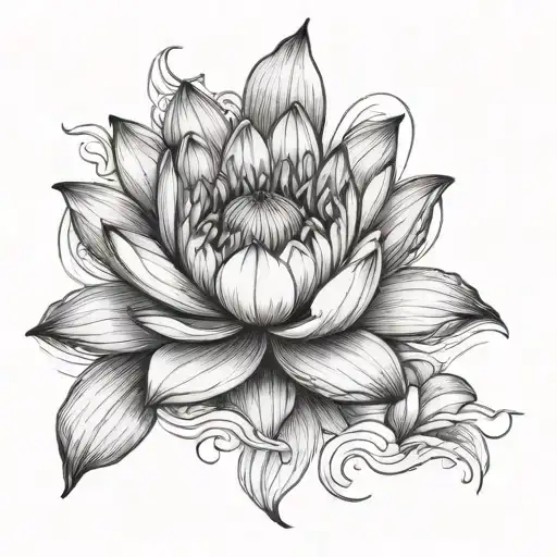 Water Lily And Larkspur Flower