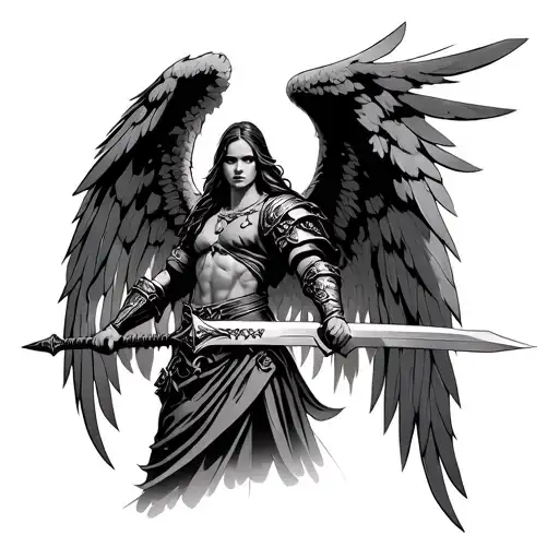 Warrior Angel With Sword In Hand
