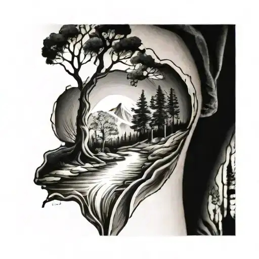 Tree Line With River Flowing