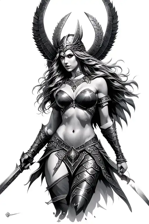 Valkyrie Warrior Woman In Battle
