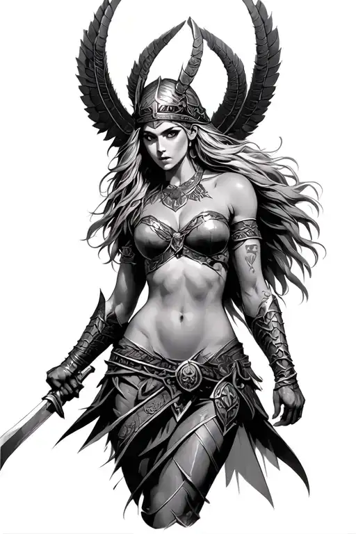 Valkyrie Warrior Woman In Battle