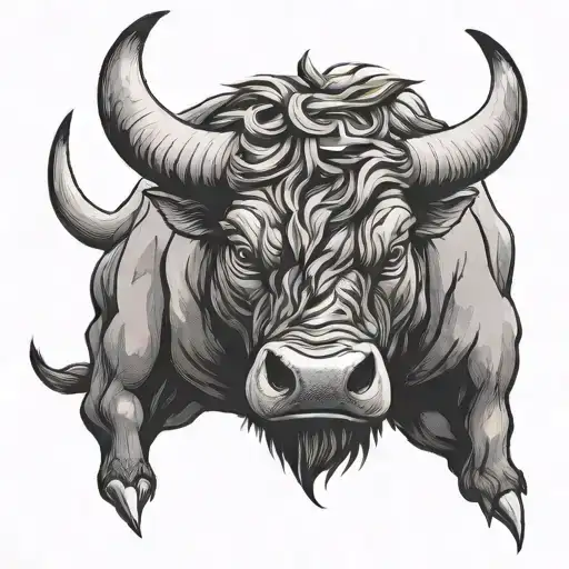 Minimalist Black Tattoo Of Angry Bull Head