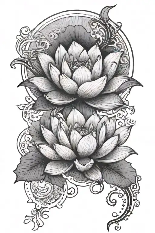 Lotus Flower With Moon