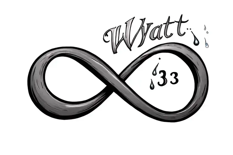 Infinity Symbol With Name Wyatt And A Number3 And Tears