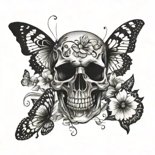 Skull And Butterflies