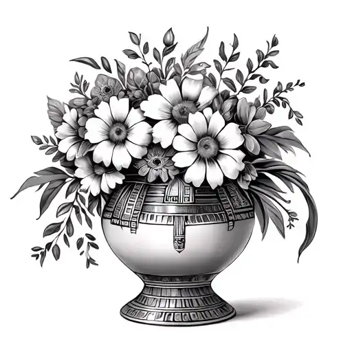 Egyptian Vase Filled With Flowers