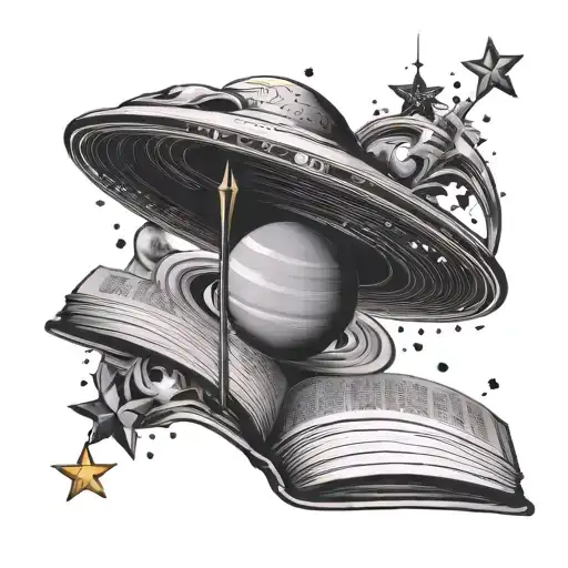 Book And Saturn With Stars