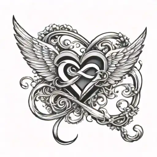 Infinity Sign With Broken Heart With Wings