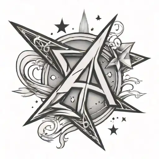 Calligraphy Letter A With Shooting Star Above