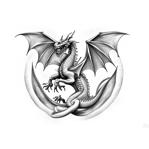 3D Fire Breathing Welsh Dragon Tearing Through Human Skin