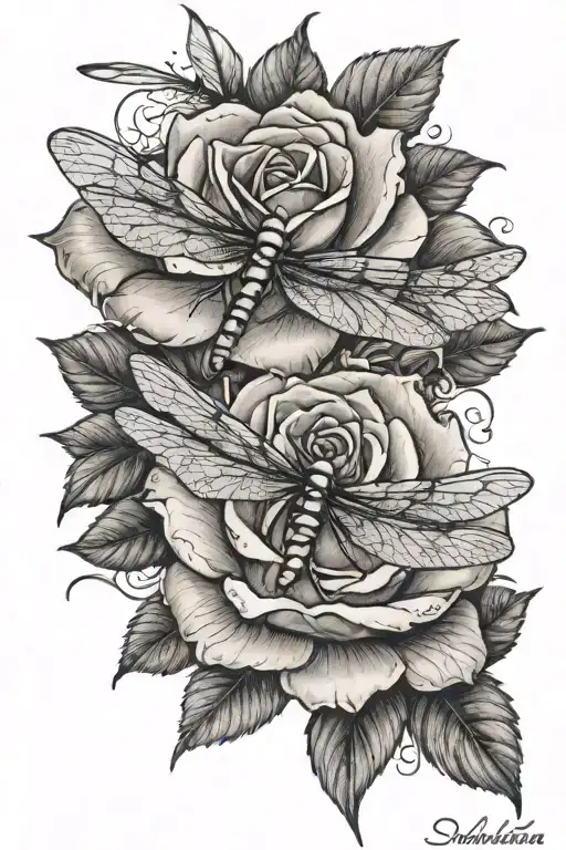 Rose And Dragonfly Realistic