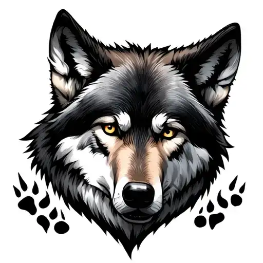 Wolf Face With 7 Paws Forming