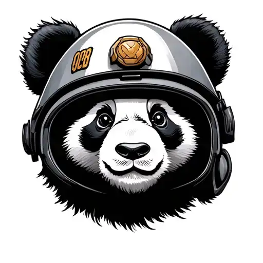 Panda With An Army Helmet