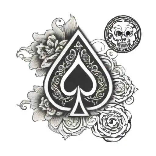 Ace Of Clubs With Full Moon And Ocean Scene