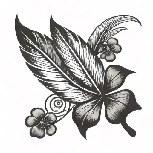 Native Feather And Four Leaf Clover