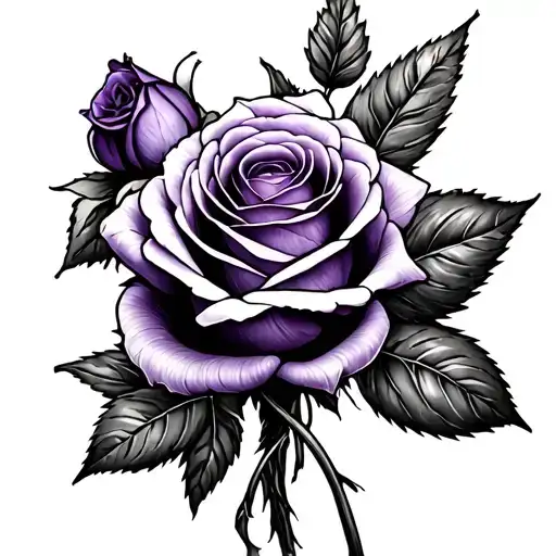 One Violet And One Rose In A Small Bouquet Wrapped