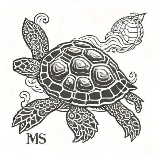 Mrs O In Text With Black Turtle Outline