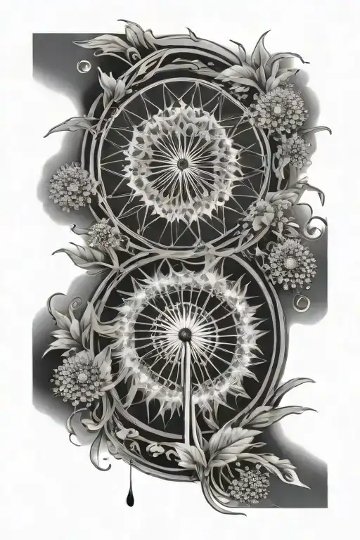 Vertical Blowing Dandelion With Flower Of Life Center