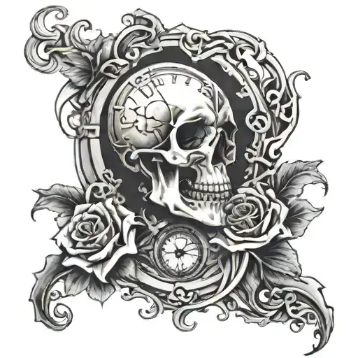 Skull And Clock Melting