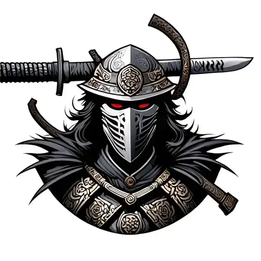 Samurai Warrior Katana Sword With Mask