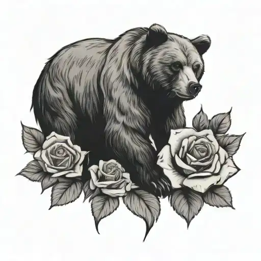 Bear And Roses