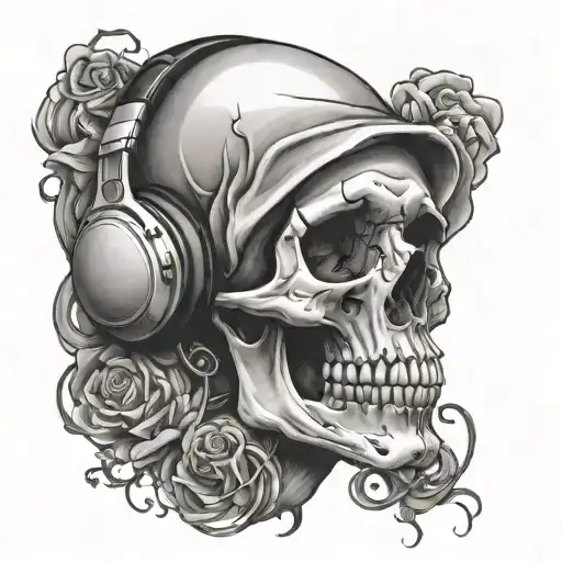 Skull Wearing Headphones