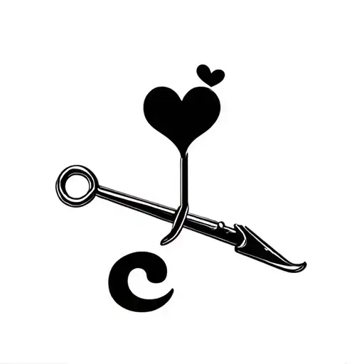 Safety Pin With Semicolon And Heart Incorporate Next To It Is A Razor Blade