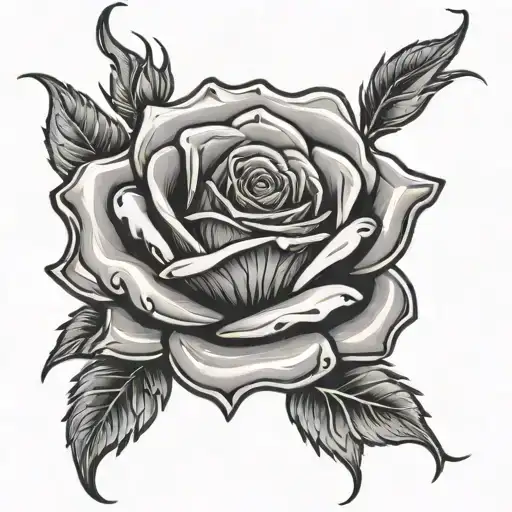 Rose Burning With Blood Dripping In Color