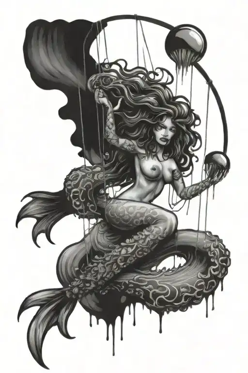 Jellyfish With Mermaid Using Tentacles As A Swing