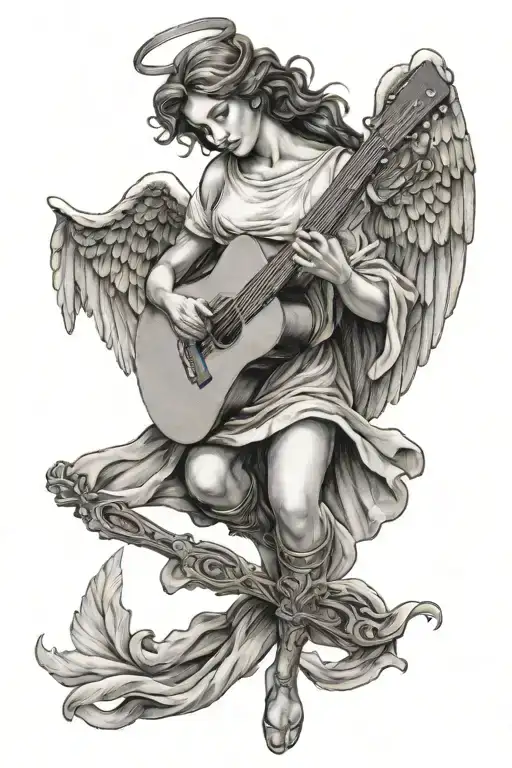 An Angel Holding A Guitar