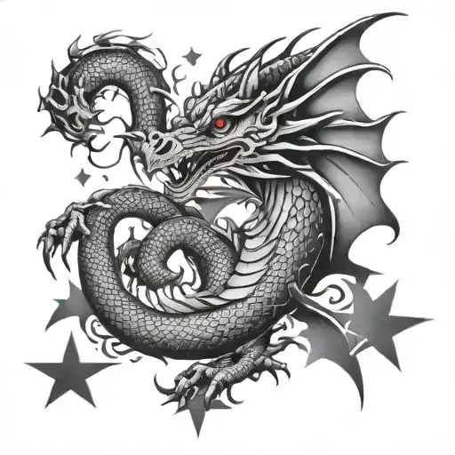 Dragon With Stars And Smoke