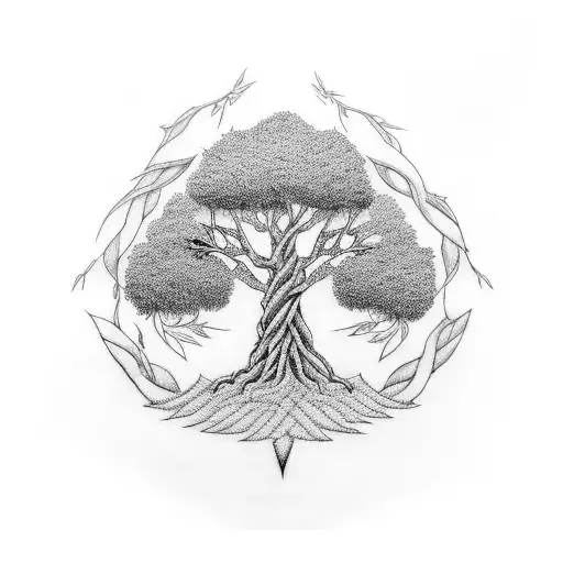 A Blackwork Tattoo Of A Tree With Branches Shaped Like Different Game Controllers