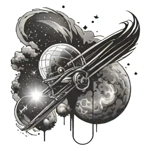 Half Sleeve Tattoo With The Name Darius And A Space Background
