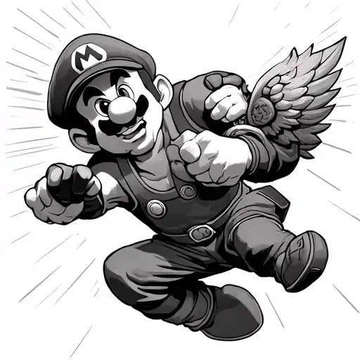 Mario Fighting Michael Angelo In Color