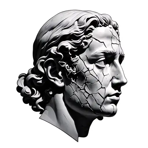 Broken Statue Head Bust Cracked