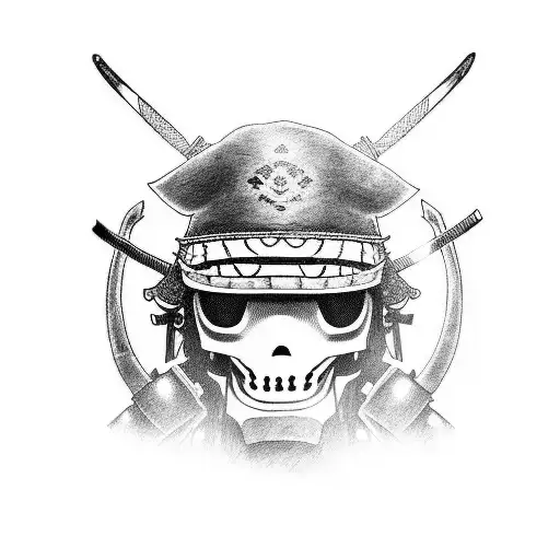 Samurai Com Caveira E Casas Chinesas