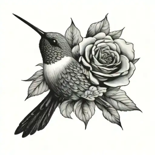 Hummingbird And Roses