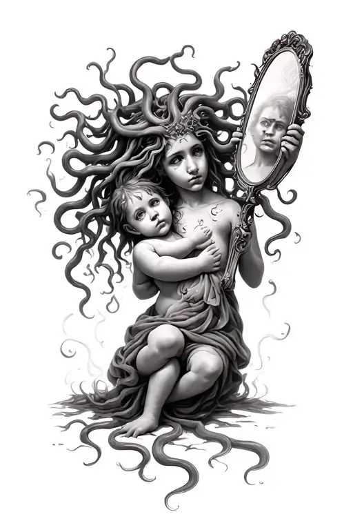 Medusa Holding A Mirror Of A Traumatized Child