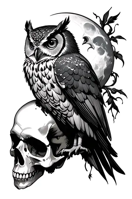 Lilith Moon Owl Perched On Skull