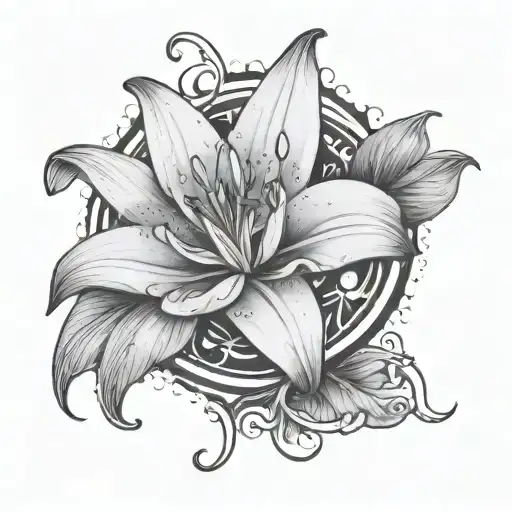 Lilly Flower And Pad With Ring Of Light Around It